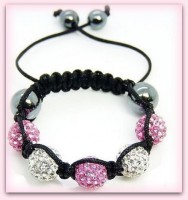 SHAMBALLA armbånd rosa/sølv